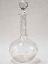 Vintage French Carafe with Etched Design 