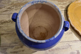 Antique French confit pot with blue glaze