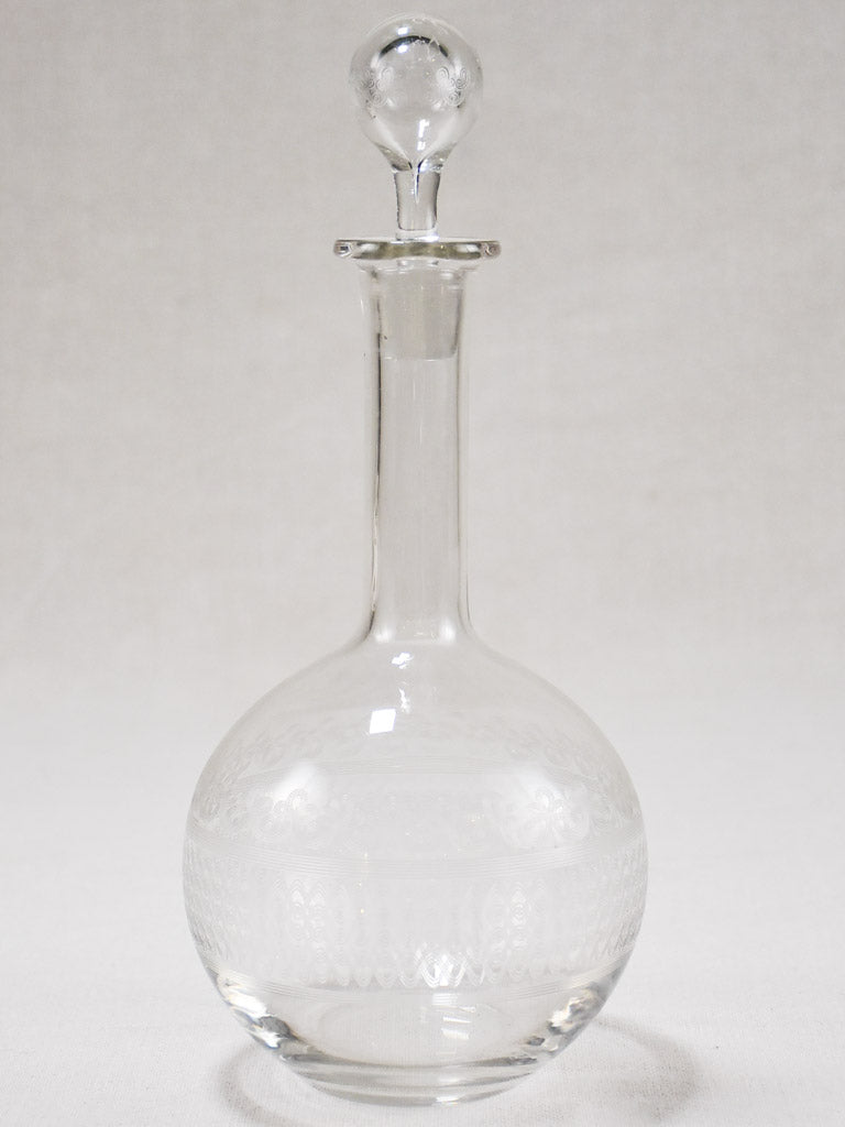 Antique French etched-glass carafe