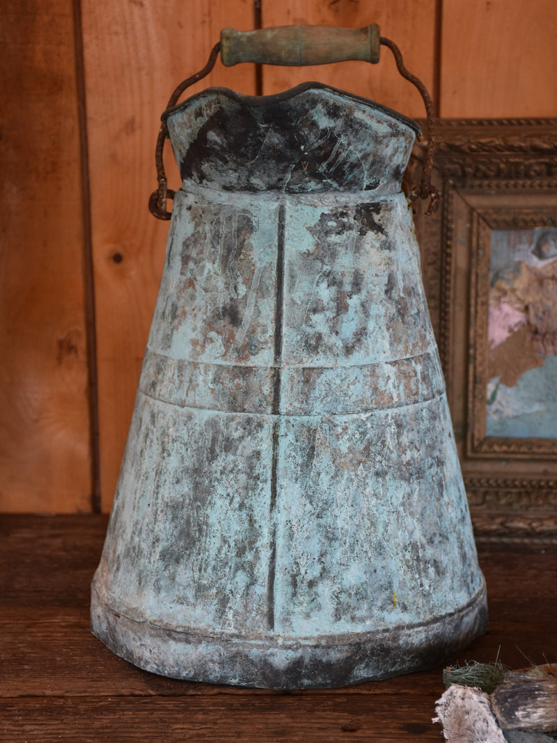 Watering can, copper aqua patina late-19th-century