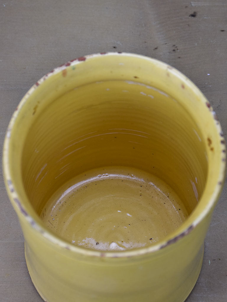 Antique French yellowware conserve pot