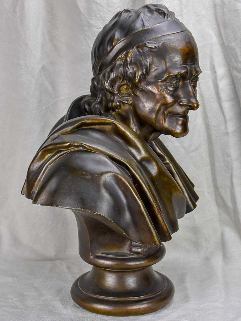 Antique French sculpture of Voltaire