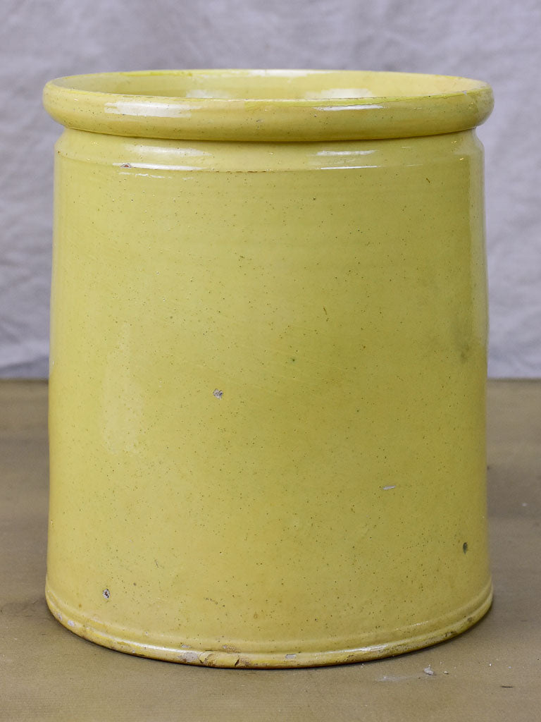 Large antique French yellow ware conserve pot