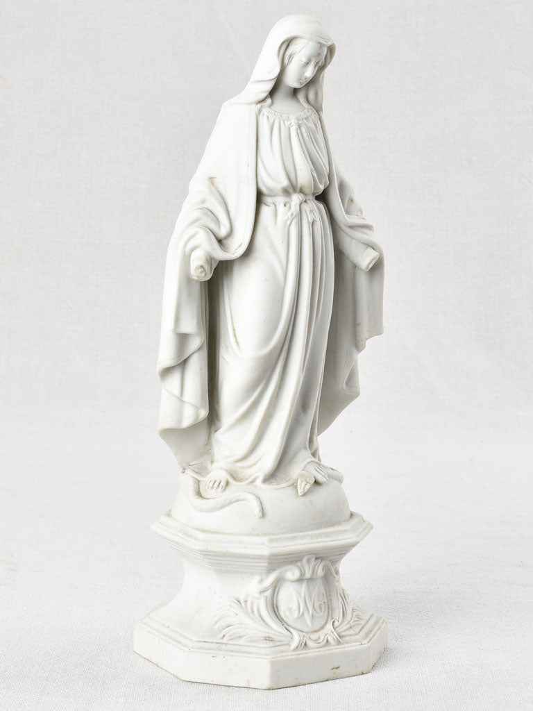 Biscuit porcelain statue of the Virgin Mary, 1900s 12¼"
