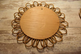 Vintage French sunburst mirror with wicker frame