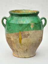 19th Century French confit pot with green glaze 11½"