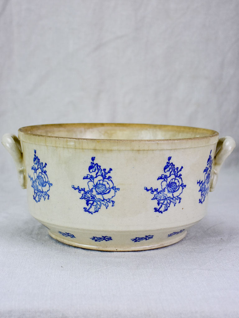 Antique Saint-Uze soup tureen with blue roses