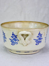 Antique Saint-Uze soup tureen with blue roses