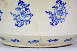 Antique Saint-Uze soup tureen with blue roses