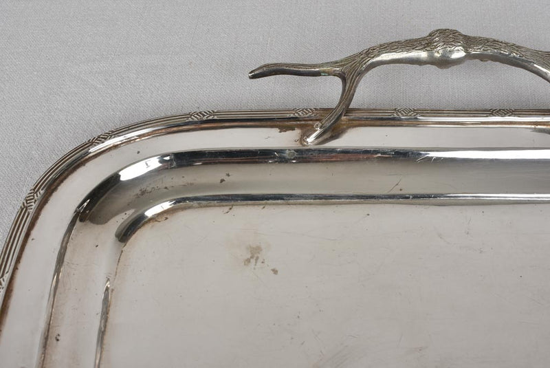 Large silver plated platter with antler shaped handles 24½"