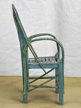 Antique French doll's armchair - green wicker