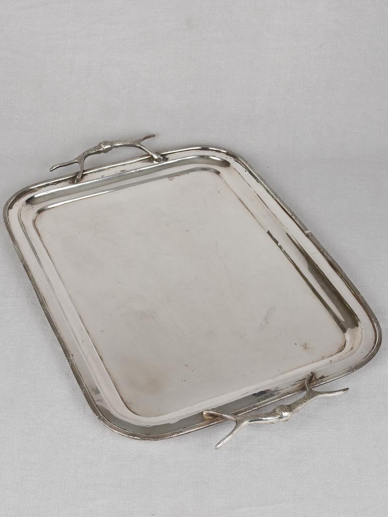 Large silver plated platter with antler shaped handles 24½"