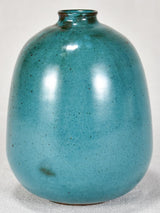 Mid century French vase with aqua glaze - stoneware