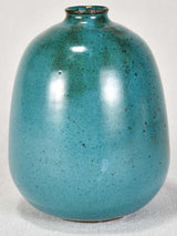 Mid century French vase with aqua glaze - stoneware