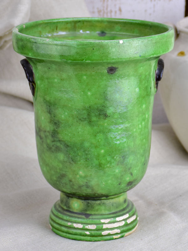 Vintage French vase from Dieulefit with green glaze