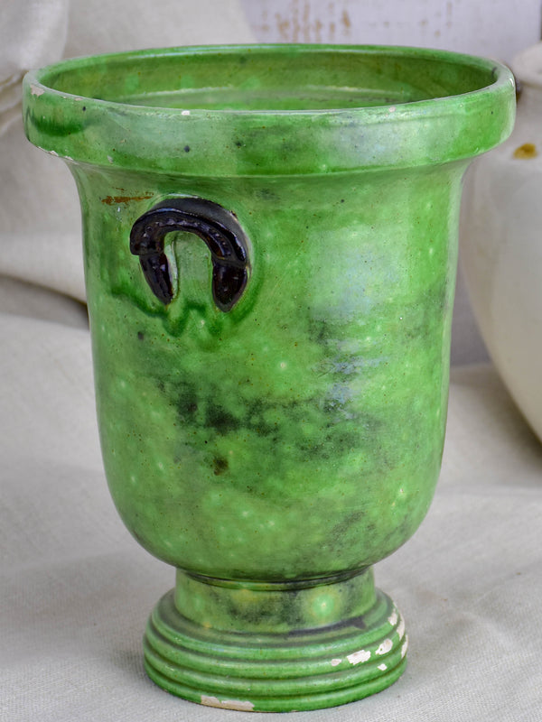 Vintage French vase from Dieulefit with green glaze