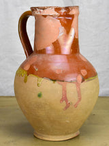 Rustic antique French clay water pitcher