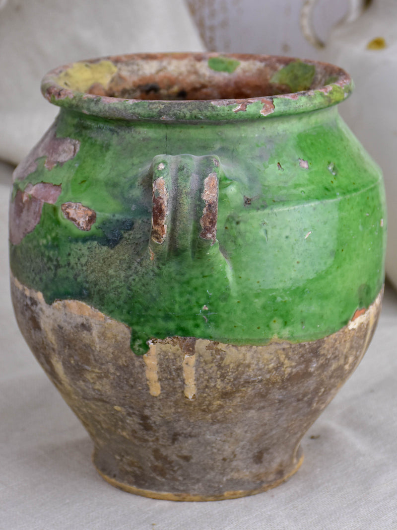 19th Century French confit pot with green glaze