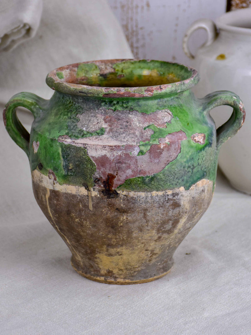 19th Century French confit pot with green glaze