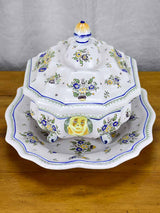 Large mid century Moustiers faience soup tureen and platter