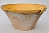 Large antique French bowl / tian with yellow glaze 16½"