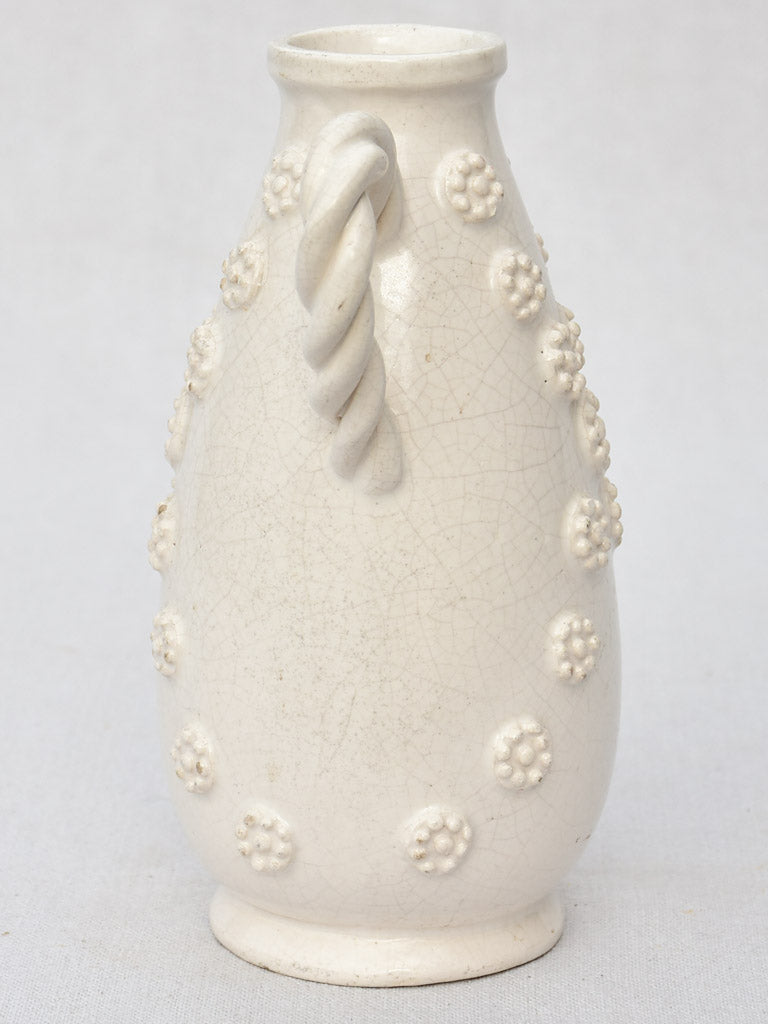 Mid century white vase from Malicorne 9¾"