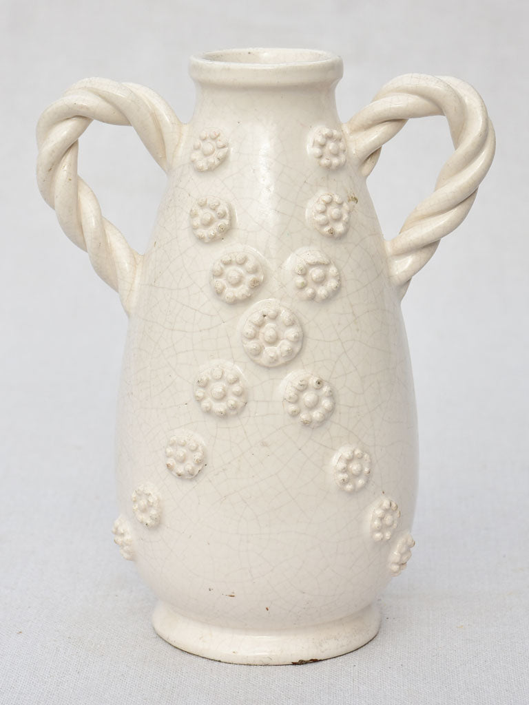 Mid century white vase from Malicorne 9¾"