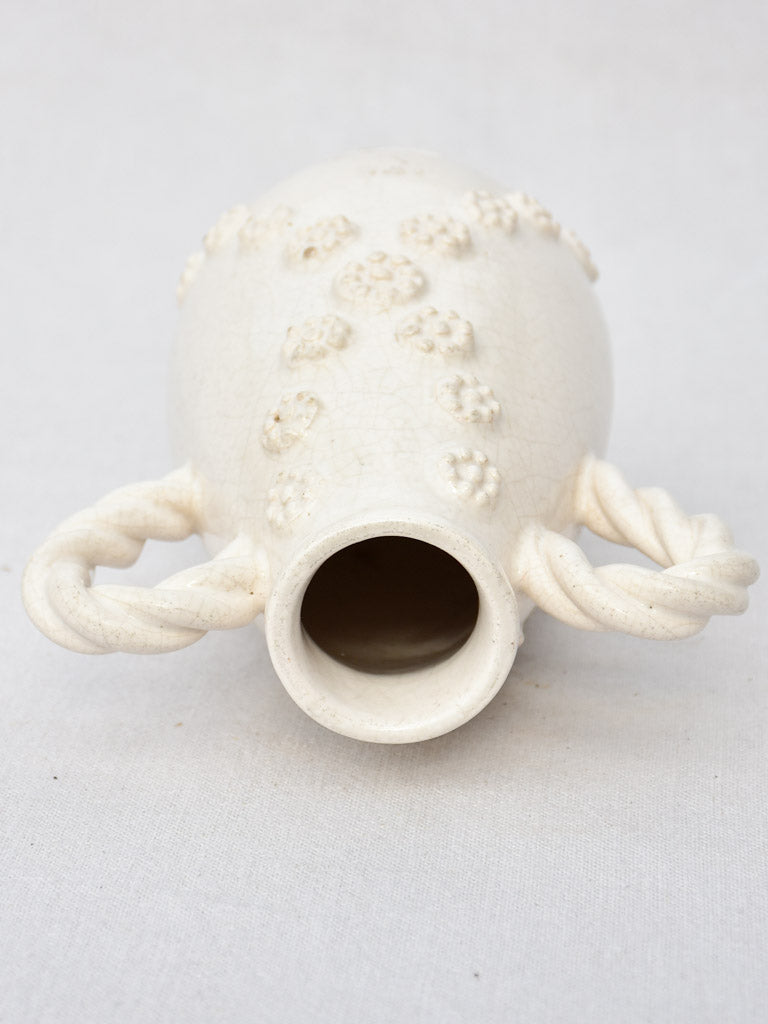 Mid century white vase from Malicorne 9¾"