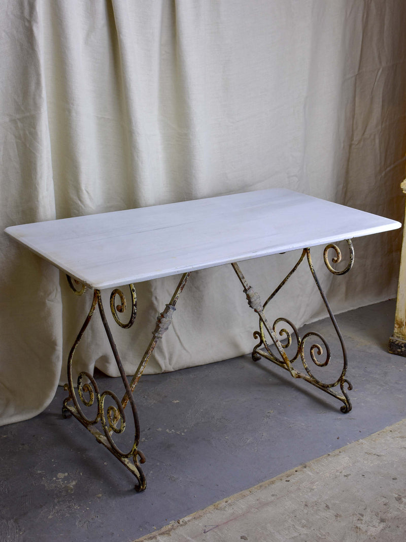 Rectangular French garden table with marble top