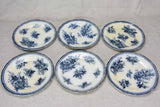 Set of six early twentieth century French faience dessert plates - anthracite blue