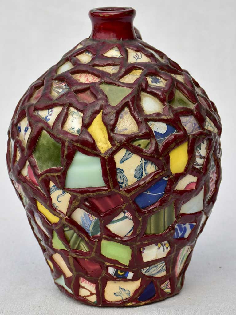Mid-century Picassiette vase / pitcher mosaic 10¼"