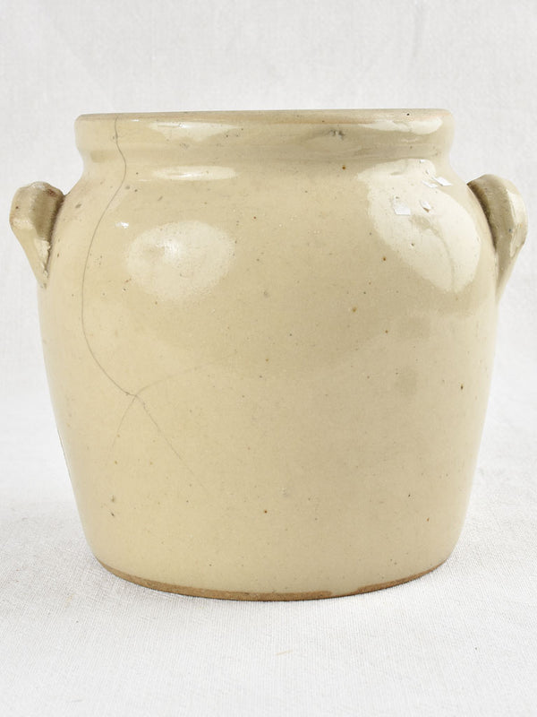 Small earthenware crock pot - green / gray 8"