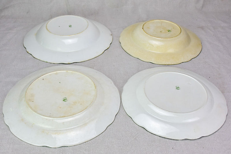 Antique English serving bowls and plates - 'Como' green