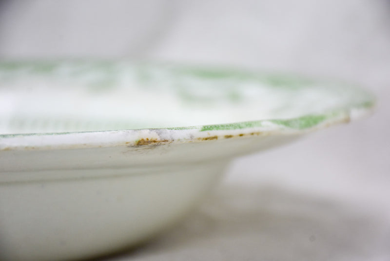 Antique English serving bowls and plates - 'Como' green