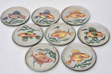 Mid-century handpainted French seafood service - 8 plates 1 platter