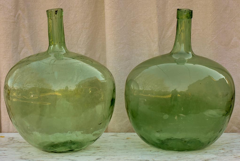 Antique French oval demijohn bottle 2/2 - blue / green
