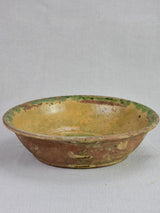 Antique French terracotta bowl with flowers with old repairs 11"