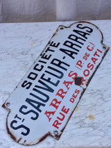 Antique French enamel sign from a factory - St Sauveur Arras