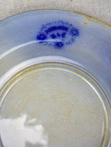 6 antique French plates with deep blue flowers -  'Jardiniere' pattern