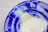 6 antique French plates with deep blue flowers -  'Jardiniere' pattern