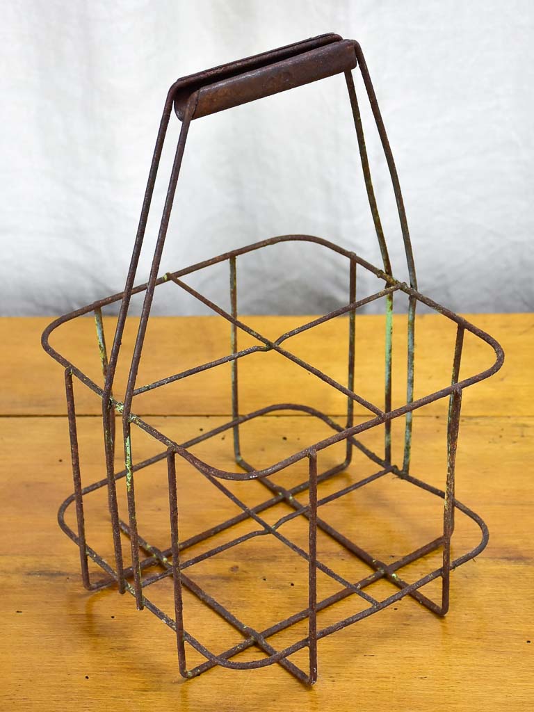 Antique French bottle carrier - iron