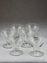Six 1950's aperitif glasses with etched flowers
