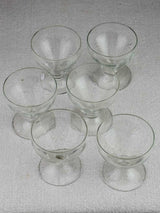 Six 1950's aperitif glasses with etched flowers