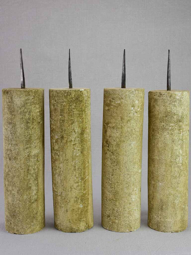 Four large stone candlesticks 16½"