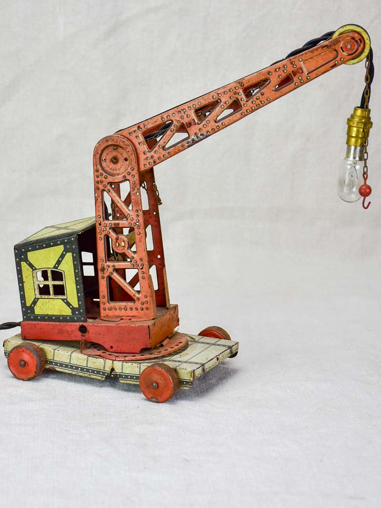 Antique toy crane lamp from the 1930's