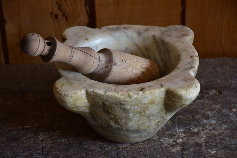 Antique French marble mortar and pestle 10¼”