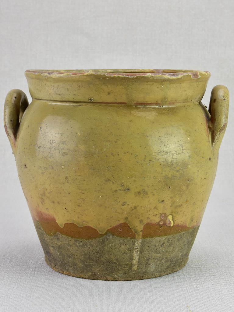 Early twentieth-century French preserving pot - beige with handles 7½"