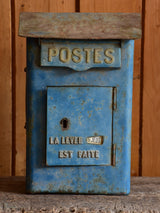 Antique French letter box with blue patina