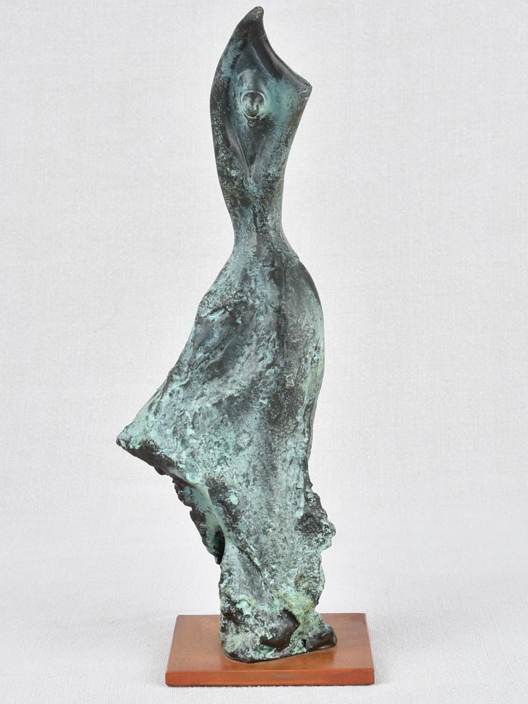 Vintage bronze statue of a dancing lady in a gown 13"