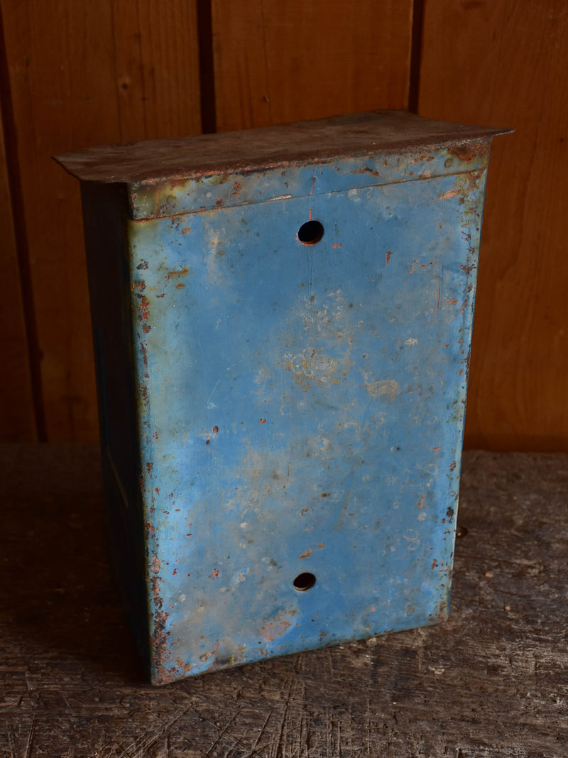 Antique French letter box with blue patina